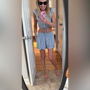 American Eagle Outfitters Blue Striped Two-Piece Set